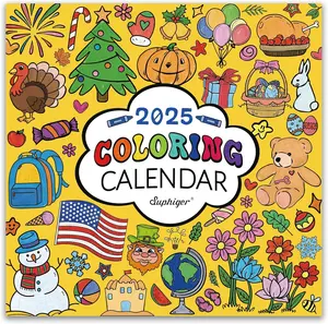 2025 Kids Calendar - Coloring 2025 Calendar for Kids, 12 Monthly 2025 Wall Calendar, Jan. 2025 - Dec. 2025, 2025 Toddler Calendar Learning for Home/Classroom, 12 Different Theme Illustrated Images to Color, Good for Tracking or Planning