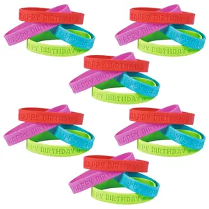Bulk 72 Pc. Happy Birthday Rubber Bracelets