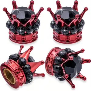 4PCS Crown Bling Tire Stem Valve Caps, Crystal Diamond Car Wheel Tire Valve Caps Universal Copper Core Stem Covers for Cars, SUV, Trucks, Bikes, Motorcycles, Bicycles