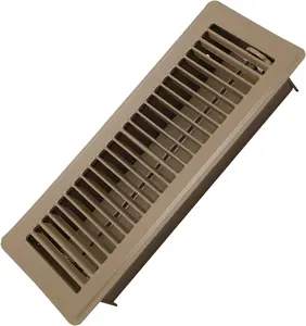 4" x 12" Floor Register - Heavy Duty Steel Walkable Floor Vents - Easy Adjust Air Supply Lever - Vent Covers for Home (Brown)
