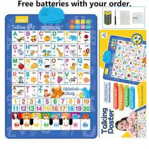 Spanish English Bilingual Audio Early Education Wall Chart Finger Piano Cognitive Pure English Sound Early Education Wall Chart Educational Toys Point Reading Book Educational Equipment Early Education Companion Reading Machine