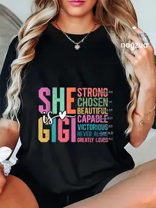 100% Cotton She is Gigi Christian Mother's Day Present For Grandma Women T-Shirt