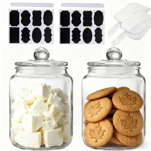 0.52Gallon Glass Jar with Lid Large Cookie Jar with Big Opening Airtight Food Storage Canister Canning Jars for Flour Sugar Dog Treats Pasta Candy Glass Containers with Lids for Kitchen Pantry