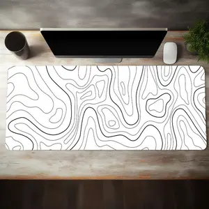 Topographic Mouse Pad, Waterproof Gaming Mouse Pad with Stitched Edge, Extended Large Irregular Line Pattern Desk Non Slip Mouse Pad Desk Decor for Work, Game, Office, Home, Desk Accessories
