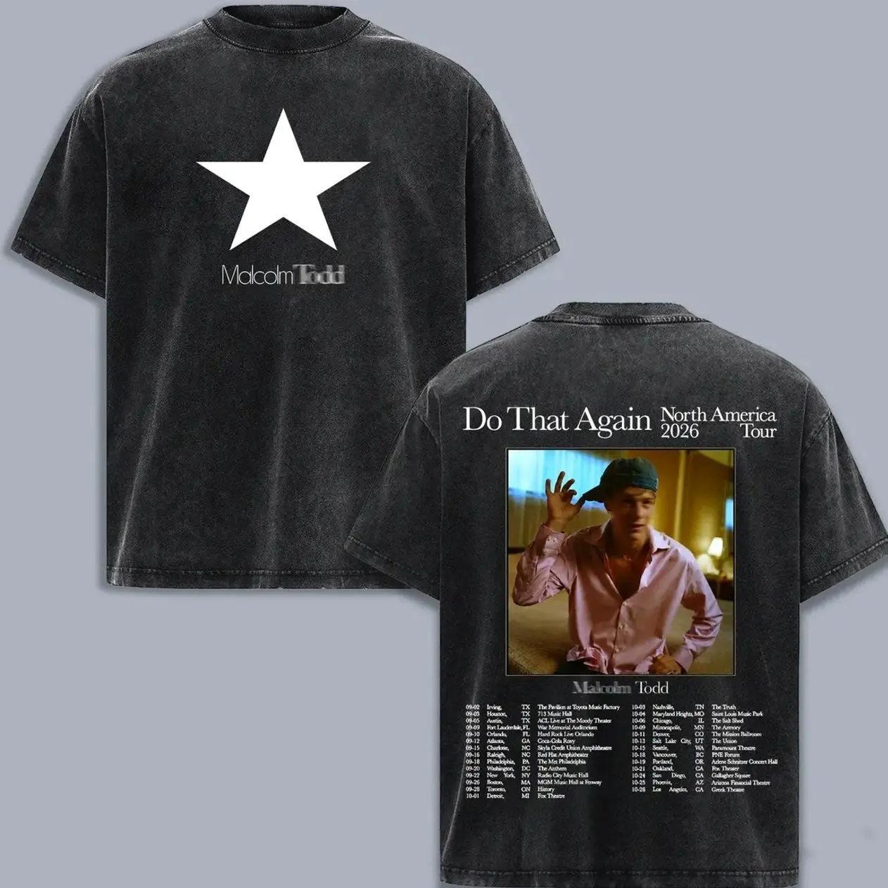 Malcolm Todd Do That Again North America Tour 2026 Washed Oversized T Shirt, Double Sided Indie Pop Concert Tee, Retro Album Aesthetic Graphic Shirt, Oversized Heavyweight Unisex Music Fan Merch Gift Tee