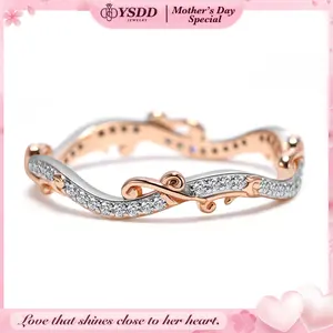 【#206 Eve】Stackable Couple Synthetic Moissanite Ring in 925 Sterling Silver