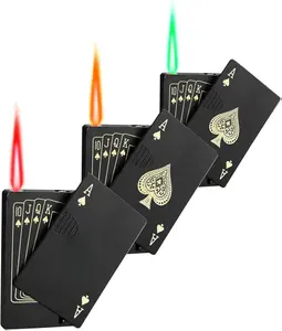 3 Pack Jet Torch Lighter Ace Card Lighters Green Flame Refillable Butane Lighters Ace of Spades Cool Lighter Adjustable Windproof Poker Lighter