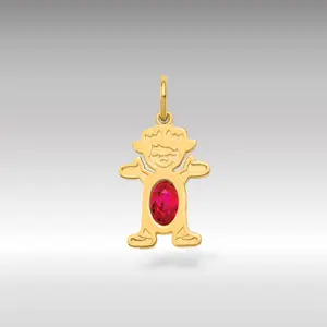 14K Gold Girl July Birthstone Ruby Pendant