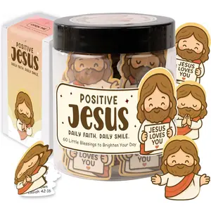 Emotional Support Jesus Jar – 60 Double-Sided Cards, Easter Basket Stuffer For Teens, Christian Easter Gifts For Teens, Women, Kids, Toddlers, Christian Gi