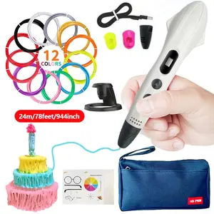 3D Printing Pen Set, 1 Set 3D Pen with 12 Colors PLA Filament, Creative Learning Art Activity Set, DIY Painting Supplies for Home School