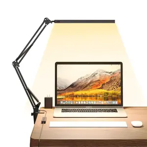 Clamp-On Upgrade Multi-Joint Rotatable LED Desk Lamp, 80 LED Beads, 5 Color Modes, 11 Brightness Levels, 360° Adjustable Arm, CRI95 Eye-Caring Light, Timer-Controlled & Memory Function, for Office, Study, Multi-Joint Desk Lamps, Rotatable Desk Lamps