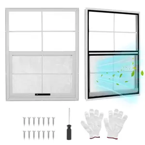 GARVEE 2 Pack 14" x 21" Shed Window with Tempered Glass and Fiberglass Screen, Sliding Windows with Screws for Shed, Chicken Coop, Playhouse, Garage, Barns - Durable and Secure