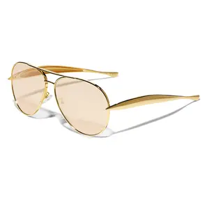 Retro Gold Aviator Sunglasses for Women Men, ]New Metal Oversized Aviators Sun Glasses
