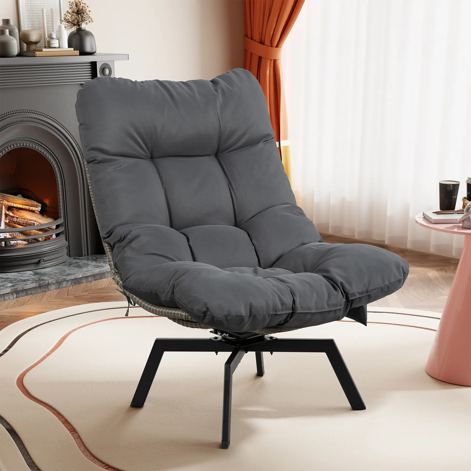 Dark gray rattan & dark gray seat 