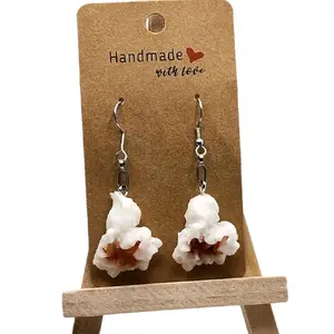 Handmade with Love Creative Movie-Lovers Popcorn Design Unisex Hook Earrings Realistic Popcorn Shape Durable & Eye-Catching Gift for Popcorn Enthusiasts