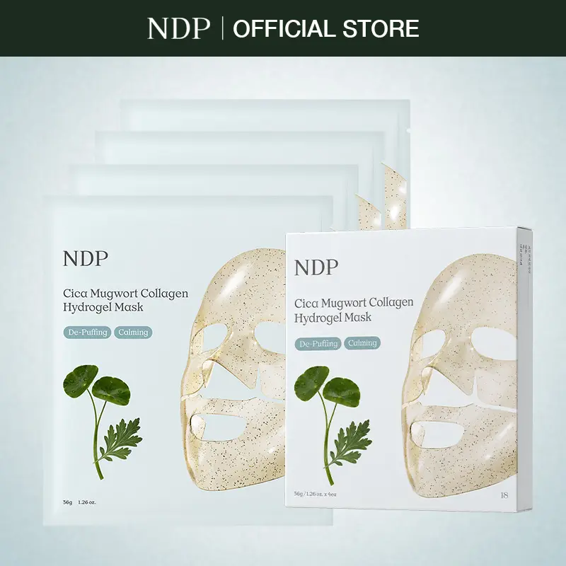 [NATURAL DERMA PROJECT OFFICIAL] Cica Mugwort Collagen Hydrogel Mask (4 Sheets), Korean Vegan Collagen, Aloe, Eucalyptus, Sensitive Skin, Moisture Boost, Smooth Texture, Skin Repair, Hydrate, Pore Care, Firming, Gentle (Expiring Soon)