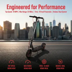G3  500W motor, top speed up to 18.64 MPH, max range 21.75 miles，36V10A battery configuration.Brakes: Front drum brake and rear E-brake.Foldable design, easy to carry and store. e-scooter faste