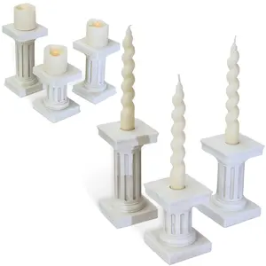 Kate Aspen Greek Column Inspired Pillar Stand Candle Holder for Vintage Home Decor and Centerpieces