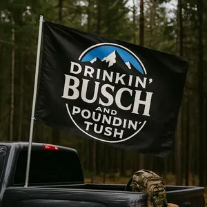 Funny Drinkin Buschh Poundin Tush 3x5 wall decor banner gift husband garage man cave hunting Tapestry seasonal Patriotic American Flag Banner