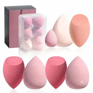 Makeup Sponge Set  with Storage Case 7 Pcs for Liquid, Cream, and Powder,SAVE Foundation with 1 Mini Makeup Sponge For Travel Daily Use (A-Pink）