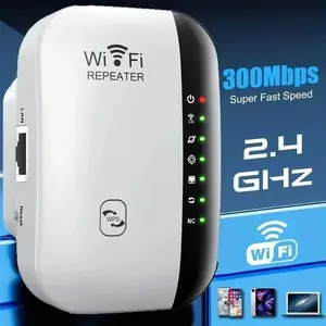 300Mbps WiFi Extender Booster, Easy-Setup WiFi Range Extender with 7 Indicator Lights, Universal Pocket Wi-Fi Accessory for Home & Office