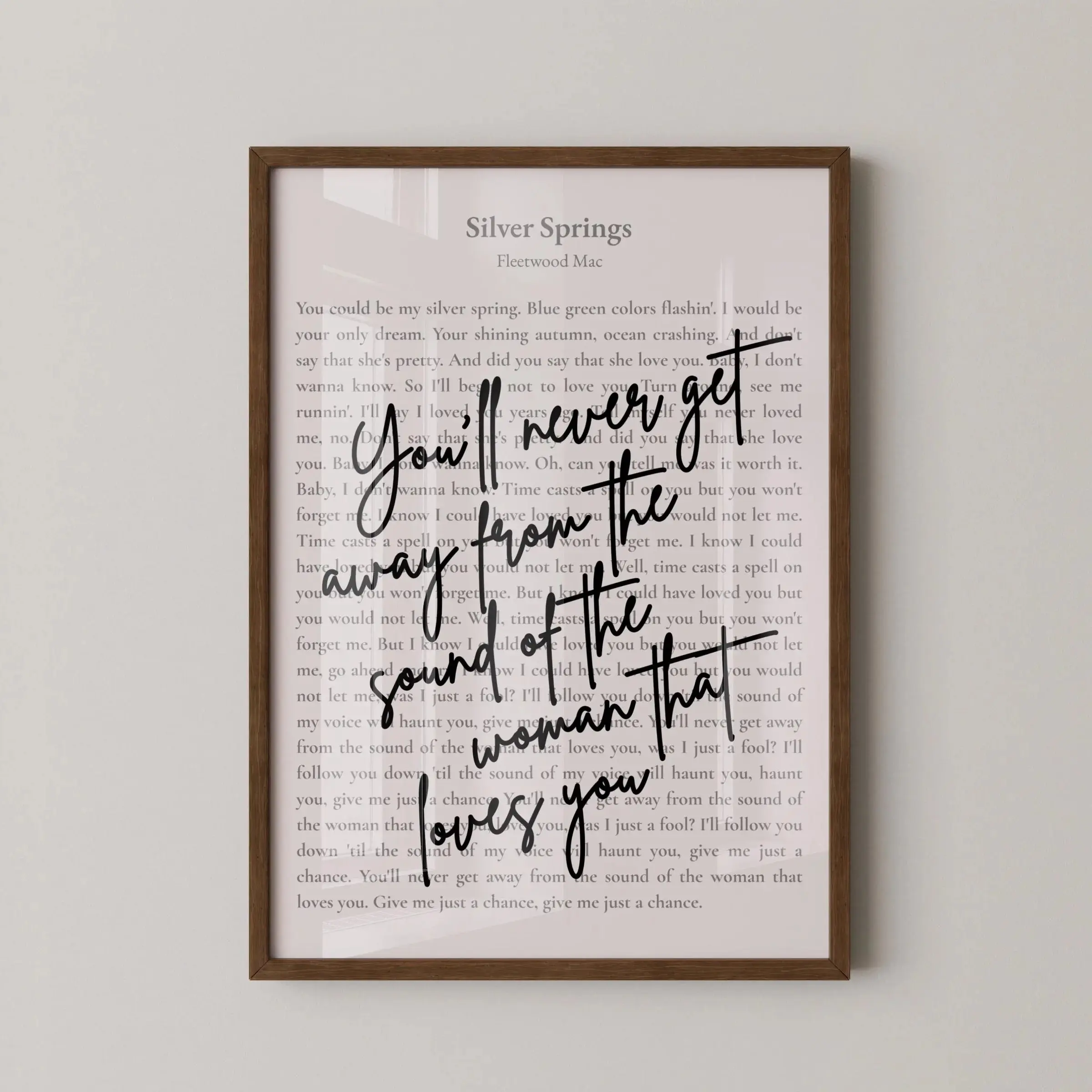 You’ll Never Get Away Fleetwood Mac Lyric Wall Art, Silver Springs Song Poster, Stevie Nicks Quote Print, Vintage Music Decor Wooden Wall Art Decoration Items
