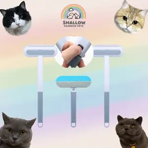 Shallow Rainbow Pets Reusable Self-Cleaning Pet Hair Remover Brush Long Handle AllInOne Pet Hair Magic Remover Brush for Cats Efficient Grooming Tool