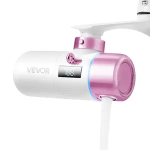 summervibes VEVOR Faucet-Mount Skincare Water Filter, Sink Tap Purifier with Micro-Nano Bubble Technology, Chlorine-Removing, 1 Filter Included, Easy Installation, White+Gold for Kitchen & Bathroom Use