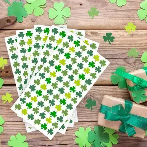 St Patrick's Day Clover Lucky Stickers, Self-Adhesive Design, DIY Projects, Handmade Journals, Gift Wrapping, Multi-Purpose Decorative Stickers