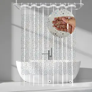PEVA Holographic Shower Curtain Liner with Glitter Gem Pattern, 70x72in Lightweight Clear Plastic Shower Curtain Liner for Shower Stall, Bathtubs