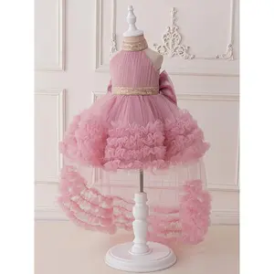 [Umbrella Midi Skirt] Girls' Princess Cut Umbrella Skirt |     Crew Neck, Non-Stretch Fabric, Midi Length, Flared Hem, Random Print, All-season