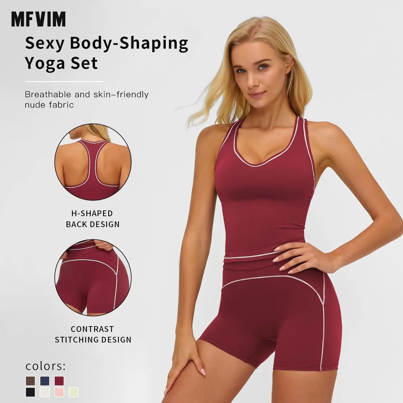 MFVIM Women's 2 Pcs Solid Athleisure Set - High Stretch Spaghetti Strap Backless Quick-Drying Sports Bra & High Waist Drawstring Skinny Gym Shorts, Breathable Comfortable Workout Set Packs for Yoga, Gym,summerwins,travel essentials,camping essentials