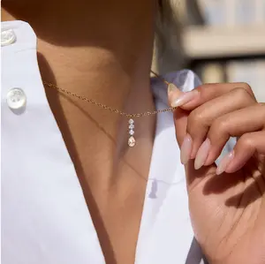 Everly CZ Drop Necklace Water Resistant