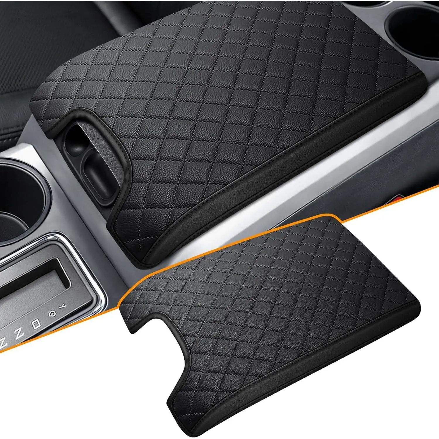 Center Console Cover Compatible with 2009-2014 Ford F150, PVC Leather Middle Console Cover Seat Box Lid, Armrest Box Protective Cushion Pad, Customized Truck Accessories