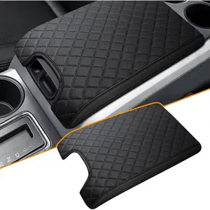 Center Console Cover Compatible with 2009-2014 Ford F150, PVC Leather Middle Console Cover Seat Box Lid, Armrest Box Protective Cushion Pad, Customized Truck Accessories