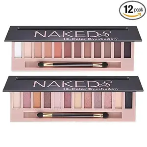 2 Pack 12 Colors Makeup Nude Colors Eyeshadow Palette Natural Nude Matte Shimmer Glitter Pigment Eye Shadow Pallete Set Waterproof Smokey Professional Beauty Makeup