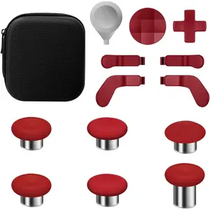 Metal Thumbsticks for  One Elite Series 2 Controller, 13 in 1  Controller Elite Series 2 Replacement Gaming Accessories with Bag, Metal Mod 6 Swap Joystick, 4 Paddles, 2 D-Pads, 1 Tool, Red