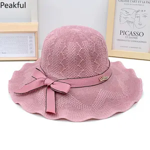 New Bowknot Bucket Hat Breathable Foldable Fishermen Cap Sunscreen Visor Hat Women