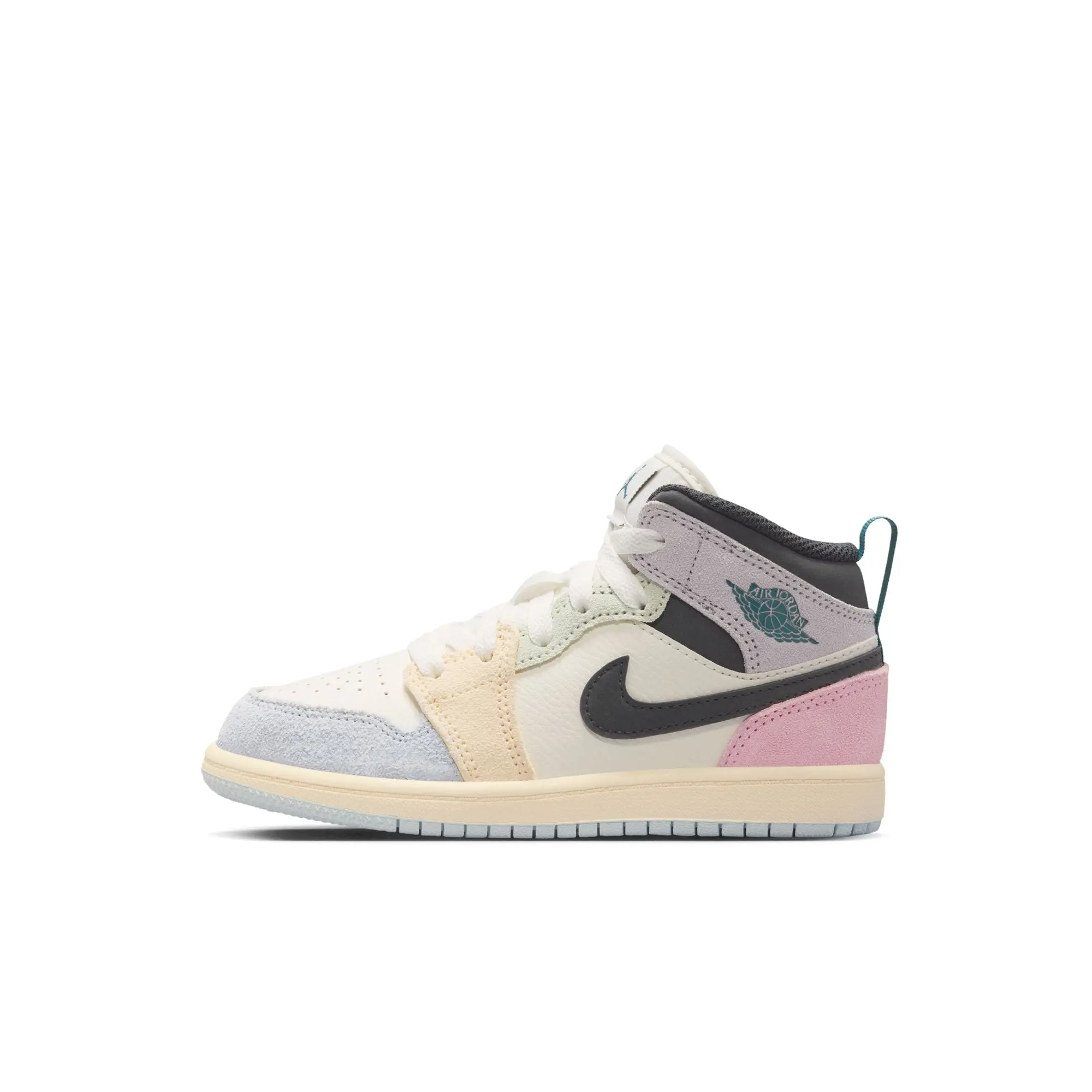Women's Air Jordan 1 Mid SE Preschool Leather Athletic Shoe - Padded Footwear, Stylish Casual Sneaker