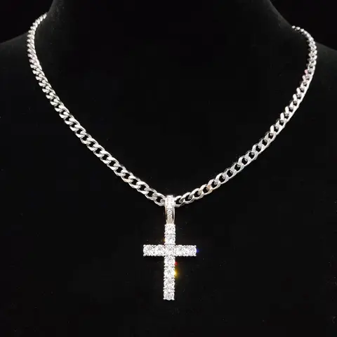 Fashion Cross Pendant for Men & Women, 1 Piece High End Cross Necklaces Stainless Steel Cuban Link Design Chain Jewelry for Party, Daily Clothing Decor, Trendy All-match & Exquisite Jewelry for Birthday Gift without Box