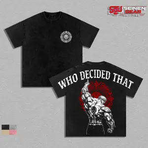 Escanor The One “Who Decided That” Vintage Washed Oversized T-Shirt, Seven Deadly Sins Anime Graphic Tee, Trendy Streetwear Men’s T Shirts Summer Clothes Gifts for Him