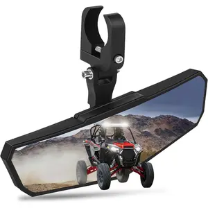 UTV Rear View Mirror, HD SXS UTV Center Mirror with Aluminum Clamp fits 1.5"-2.0" Roll Cage Mount, Compatible with Polaris RZR, Maverick Can Am X3, Pioneer, Talon, Kawasaki, CFMOTO, Yamaha
