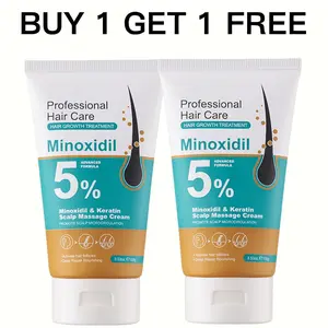 [BUY 1 GET 1 FREE]5% Minoxidil Hair Growth Scalp Massage Cream with Keratin & Ginger for Men Women Prevents Loss Repairs Follicles Promotes Fast Regrowth Strengthens Roots Buy 1 Get 1 Free