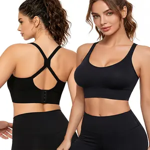 Set of 2 women’s seamless wireless sports bras with shock absorption cross-back design lift support non-slip shaping padded—everyday bras bralette push up bras for women  jelly support bra Push Up Sportswear Sporty Bra push up bra