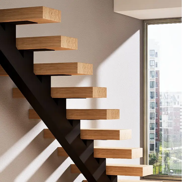 Modern Floating Staircase with Glass Railings – Minimalist Cantilever Design, Space-Saving, Durable, Contemporary Stair Treads for Home, Loft, or Office