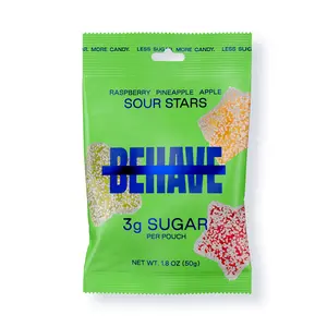 BEHAVE Low-Sugar Sour Candy Stars (6-Pack) - Raspberry, Pineapple, and Apple Flavors - Low Net Carb, Low Calorie, High Fiber - Keto & Diabetic Friendly - Natural Flavoring