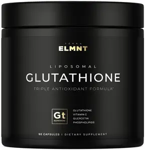 ELMNT 2150mg  Antioxidant Liposomal Glutathione Supplement w. Vitamin C, Quercetin & Reduced L Glutathione 1000mg - Skin Glow + Immune - 90 Pills