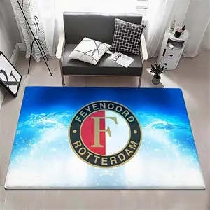 Sport F-Feyenoord Floor Mat Eco Flannel Doormat Non-Slip Odorless Soft Short Plush Indoor Floor Rug Home Decor Aesthetic Bedroom Living Room Kitchen Mat 6 Sizes Available 40x60 50x80 60x90 80x120 100x160 120x160cm