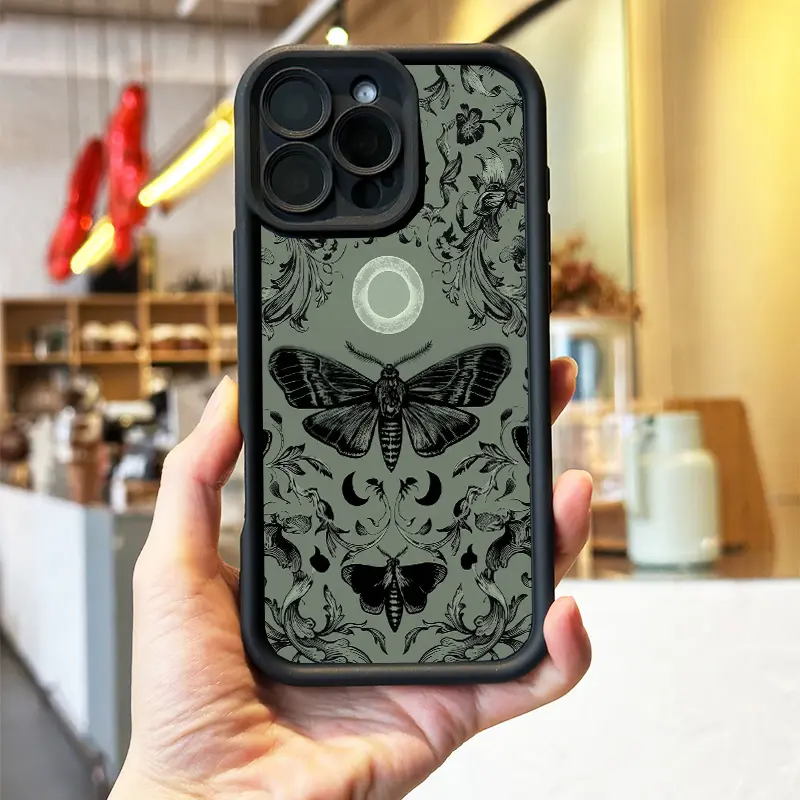 Catalog image of the black Dark Academia Moth and Moon CasePop phone case