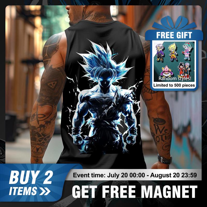Top Rated 80s 90s Dragon Ball DBZ Goku saiyan goku black Oversized streetwear singlet muscle cotton outfits men summer men's graphic tees Fits vacation outfits Anime tank tops men gifts